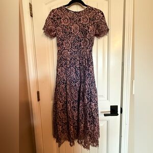 EUC Eliza J Pink and Black Lace Midi Dress